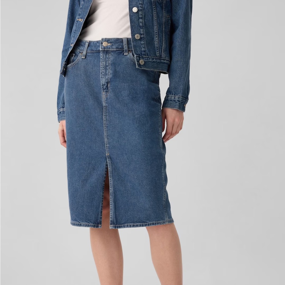 Gap denim midi pencil skirt medium indigo size 00/24
